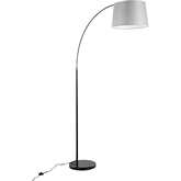 March Floor Lamp in Black Marble, Black Metal & Grey Linen Shade